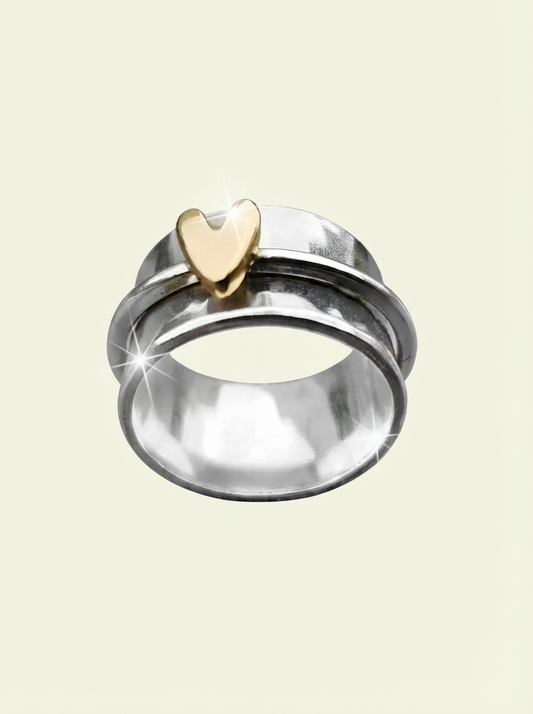 Gilded Heart Ring in Silver