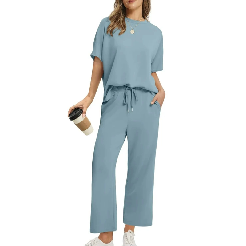 Aesthetic Casual Top and Trousers Set