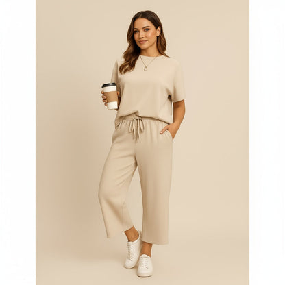 Aesthetic Casual Top and Trousers Set