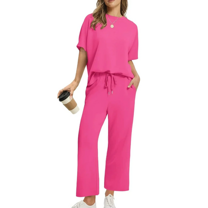 Aesthetic Casual Top and Trousers Set